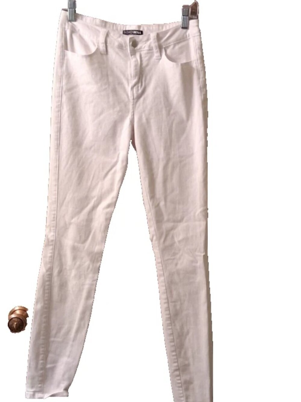 Junior Size 5 White Skinny Mid-Rise Stretch Pockets Skinny Leg Jeans